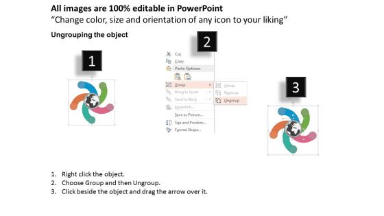 Five Twisted Banners With Globe Powerpoint Template