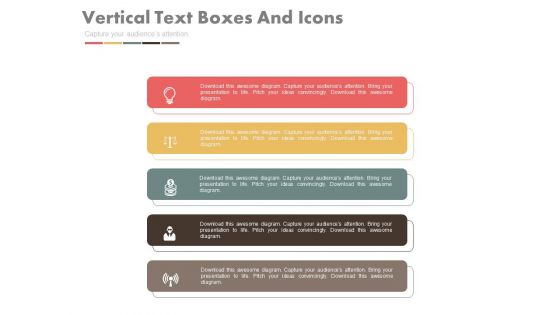 Five Vertical Banners With Icons Powerpoint Slides