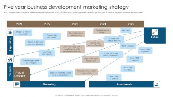 Five Year Business Development Marketing Strategy Inspiration PDF