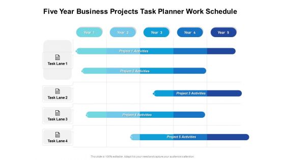Five Year Business Projects Task Planner Work Schedule Designs