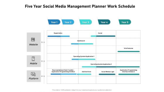Five Year Social Media Management Planner Work Schedule Mockup
