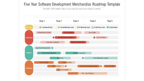 Five Year Software Development Merchandise Roadmap Template Guidelines Five Year Software Development Merchandise Roadmap Template Guidelines