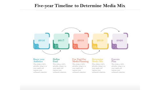 Five Year Timeline To Determine Media Mix Ppt PowerPoint Presentation Gallery Portfolio PDF