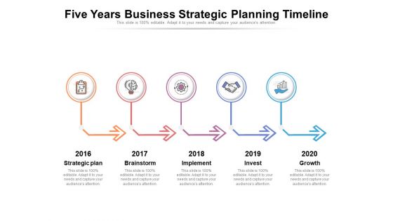 Five Years Business Strategic Planning Timeline Ppt PowerPoint Presentation Gallery Professional PDF