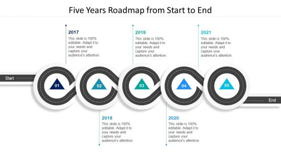 Five Years Roadmap From Start To End Ppt PowerPoint Presentation File Infographic Template PDF