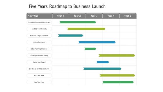 Five Years Roadmap To Business Launch Sample