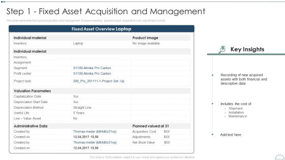 Fixed Asset Management Framework Implementation Step 1 Fixed Asset Acquisition And Management Sample PDF Portrait PDF