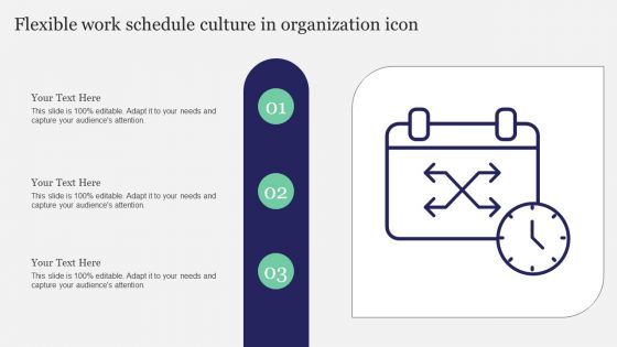 Flexible Work Schedule Culture In Organization Icon Summary PDF
