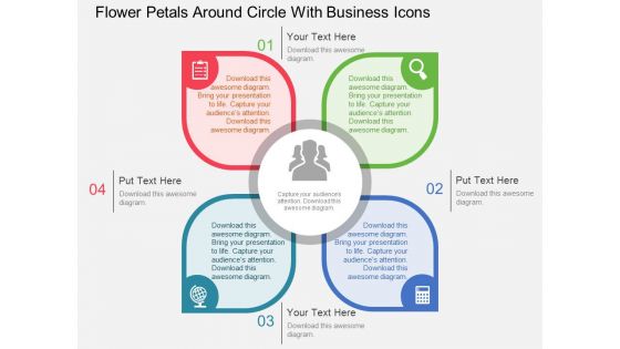 Flower Petals Around Circle With Business Icons Powerpoint Templates