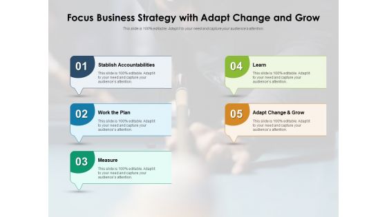 Focus Business Strategy With Adapt Change And Grow Ppt PowerPoint Presentation Gallery Slide Download PDF