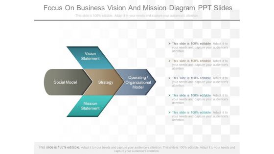 Focus On Business Vision And Mission Diagram Ppt Slides
