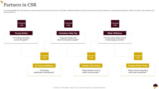 Food Company Overview Partners In CSR Brochure PDF