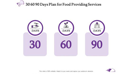 Food Providing Services 30 60 90 Days Plan For Food Providing Services Ppt PowerPoint Presentation Portfolio Slide Download PDF