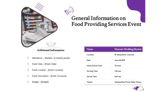 Food Providing Services General Information On Food Providing Services Event Themes PDF