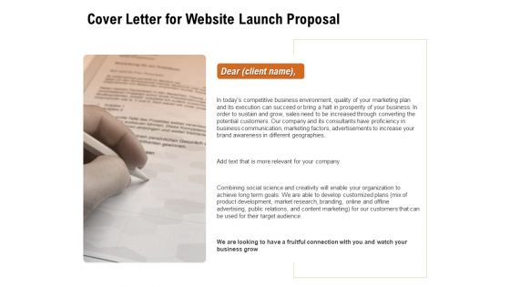 For Launching Company Site Cover Letter For Website Launch Proposal Pictures PDF