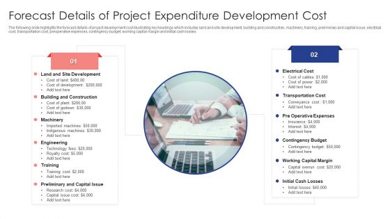 Forecast Details Of Project Expenditure Development Cost Ppt Infographics Microsoft PDF