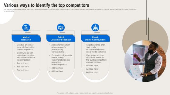 Formulating Branding Strategy To Enhance Revenue And Sales Various Ways To Identify The Top Competitors Mockup PDF