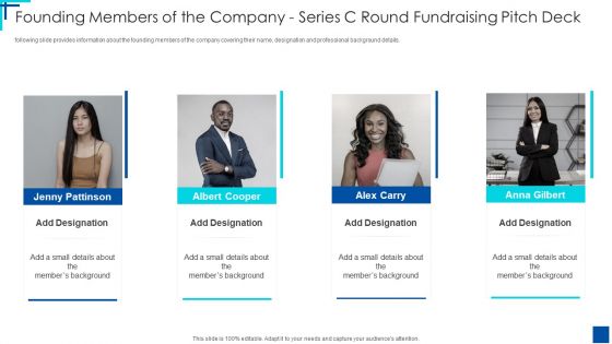 Founding Members Of The Company Series C Round Fundraising Pitch Deck Ppt Portfolio Slideshow PDF