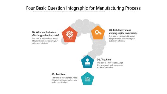 Four Basic Question Infographic For Manufacturing Process Ppt PowerPoint Presentation File Guide PDF