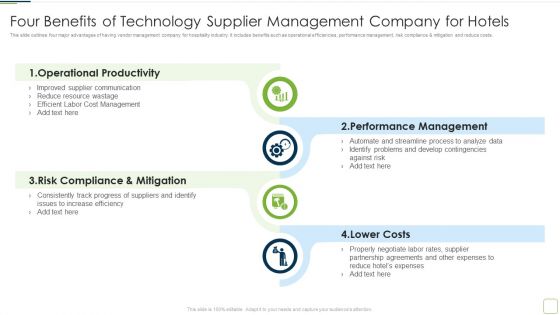 Four Benefits Of Technology Supplier Management Company For Hotels Sample PDF Four Benefits Of Technology Supplier Management Company For Hotels Sample PDF