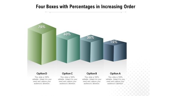 Four Boxes With Percentages In Increasing Order Ppt PowerPoint Presentation Outline Icons PDF
