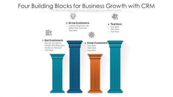 Four Building Blocks For Business Growth With CRM Ppt PowerPoint Presentation Gallery Files PDF