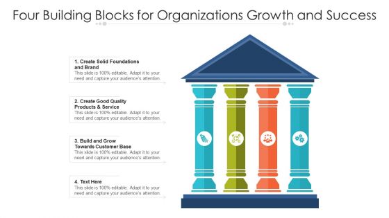 Four Building Blocks For Organizations Growth And Success Ppt PowerPoint Presentation Gallery Information PDF