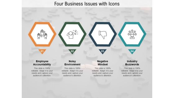 Four Business Issues With Icons Ppt PowerPoint Presentation Gallery Shapes