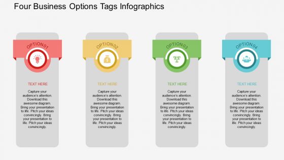 Four Business Options Tags Infographics Powerpoint Template