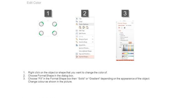 Four Circle Steps For Process Analysis Powerpoint Slides