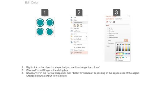 Four Circles With Percentage Data Display Powerpoint Slides