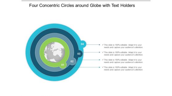 Four Concentric Circles Around Globe With Text Holders Ppt Powerpoint Presentation Icon Gallery