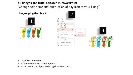 Four Foot Prints With Smiley Powerpoint Template