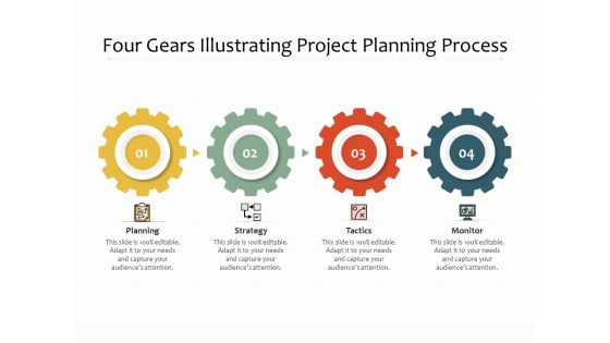 Four Gears Illustrating Project Planning Process Ppt PowerPoint Presentation Model Pictures PDF