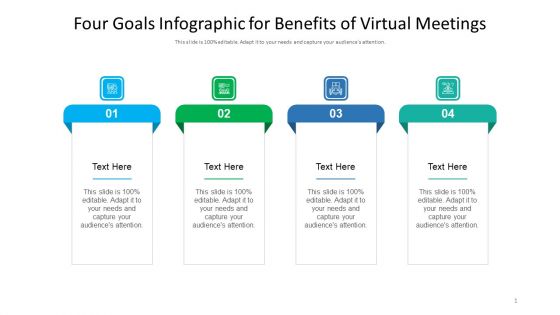 Four Goals Infographic For Benefits Of Virtual Meetings Ppt PowerPoint Presentation Pictures Portrait PDF Four Goals Infographic For Benefits Of Virtual Meetings Ppt PowerPoint Presentation Pictures Portrait PDF