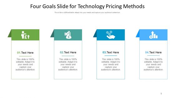 Four Goals Slide For Technology Pricing Methods Ppt PowerPoint Presentation Pictures Clipart PDF