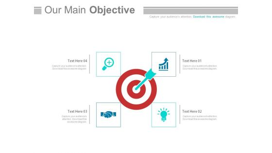 Four Icons Around Target Board For Business Powerpoint Slides Four Icons Around Target Board For Business Powerpoint Slides