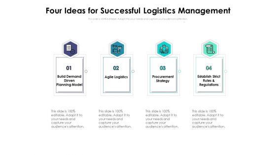 Four Ideas For Successful Logistics Management Ppt PowerPoint Presentation Infographics Background Image PDF Four Ideas For Successful Logistics Management Ppt PowerPoint Presentation Infographics Background Image PDF