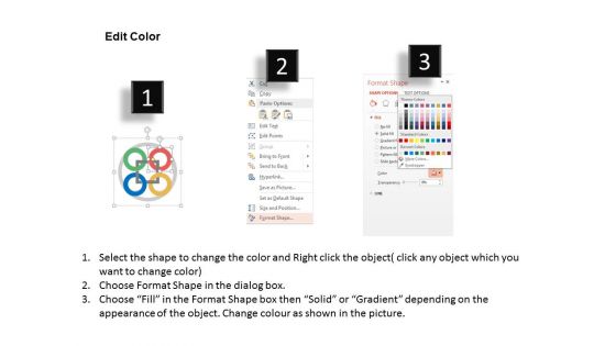 Four Interconnected Circular Steps Powerpoint Templates