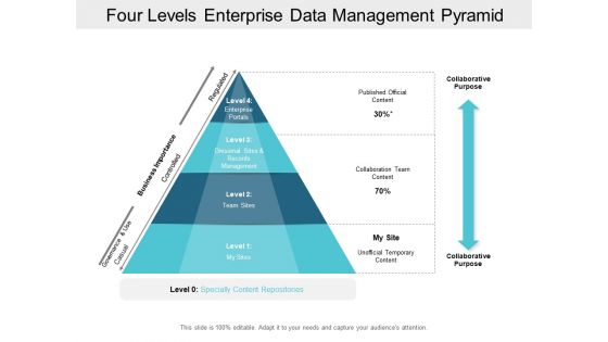 Four Levels Enterprise Data Management Pyramid Ppt PowerPoint Presentation Gallery Summary
