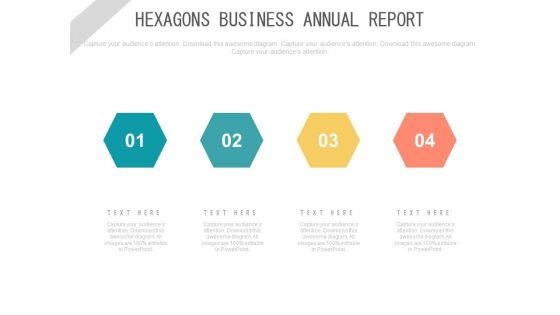 Four Linear Hexagons For Process Flow Powerpoint Template