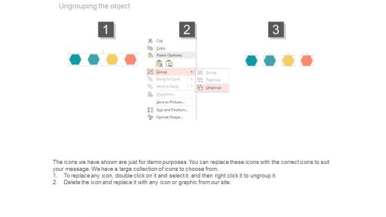 Four Linear Hexagons For Process Flow Powerpoint Template