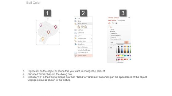 Four Locations On Map With Percentage Analysis Powerpoint Slides