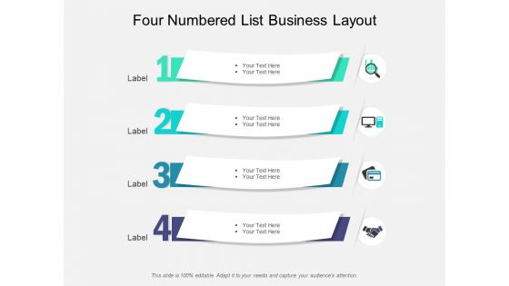 Four Numbered List Business Layout Ppt PowerPoint Presentation Pictures Topics