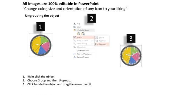 Four Option Display With Clock Diagram Powerpoint Template