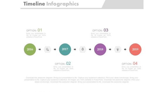 Four Options Linear Timeline For Business Planning Powerpoint Slides