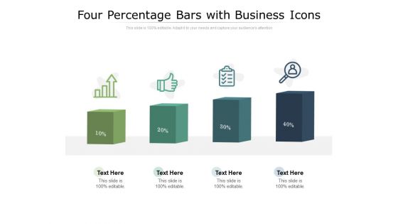 Four Percentage Bars With Business Icons Ppt PowerPoint Presentation Ideas Rules