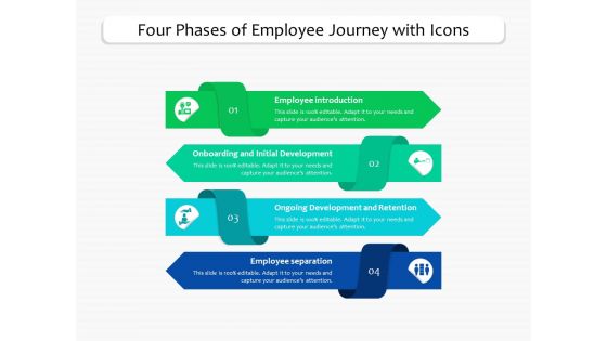 Four Phases Of Employee Journey With Icons Ppt PowerPoint Presentation Gallery Introduction PDF