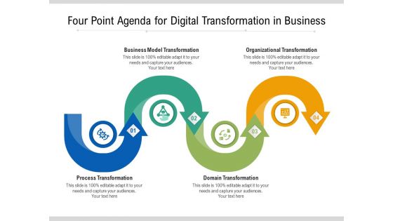 Four Point Agenda For Digital Transformation In Business Ppt PowerPoint Presentation Gallery Background PDF