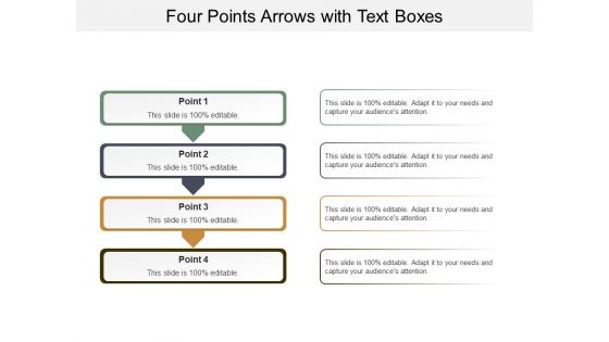 Four Points Arrows With Text Boxes Ppt PowerPoint Presentation Infographics Graphic Tips